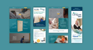 Web design and print collateral done by ZIV for Caregiver Bed
