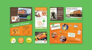 Posters, mailers, stickers, and ads done for Zoomin Market by ZIV