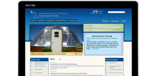 Computer screen depicting the "before" of Poudre School District website