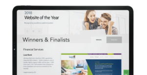 iPad showcasing the website of the year award