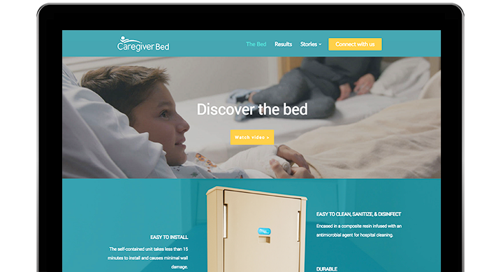 Computer depicting Caregiver Bed website