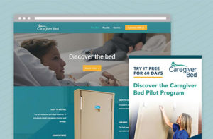 Caregiver Bed posters, website, and marketing by ZIV in kansas city