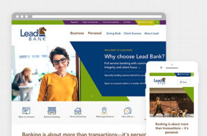 Lead Bank community bank in kansas city desktop and mobile web design by ZIV